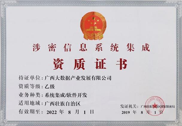 九次方广西大数据公司喜获《涉密信息系统集成资质证书》,扩大业务
